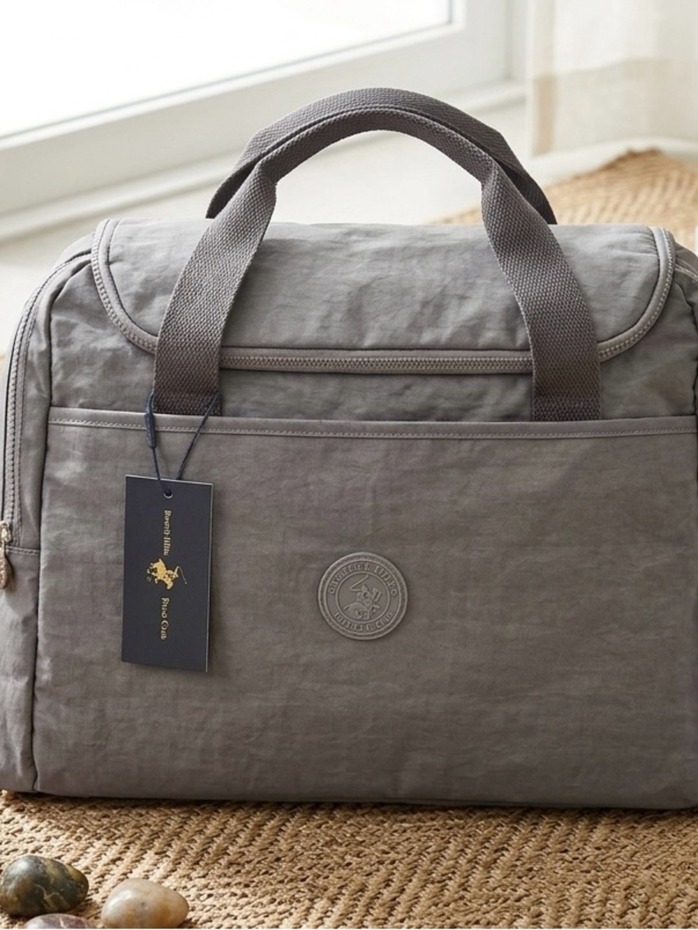 Beverly Hills Polo Club Gray Travel Duffel with Logo Patch
